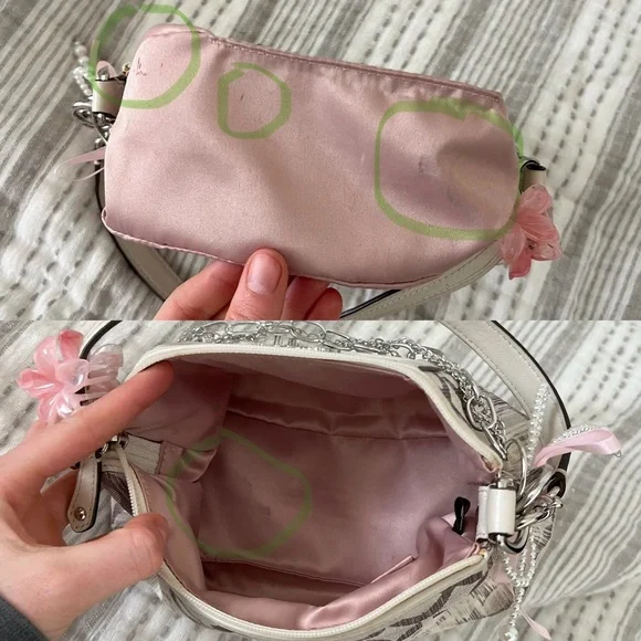 Coach Beige and Pink Shoulder Bag with Chain Detail - Picture 5 of 16